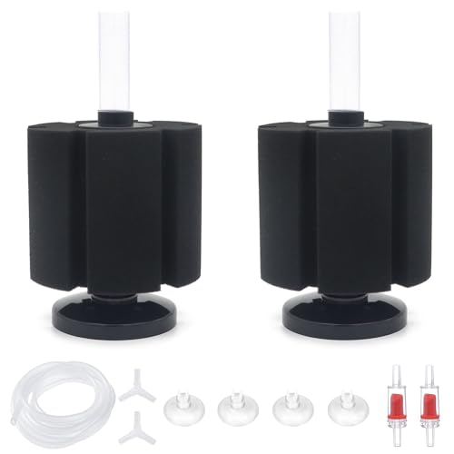 2 Pcs Large Sponge Filter Kit for 125 Gallon Tank | With Airline Tubing, Air Pump Valves, Suction Cups