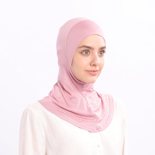 Modal Jersey Muslim Amira Instant Hijab Scarf for Women Jersey Hijab Undercaps - color: Black+pink