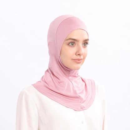 Modal Jersey Muslim Amira Instant Hijab Scarf for Women Jersey Hijab Undercaps - color: Black+pink