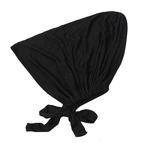 Chiffon Hijab with Undercap Fashion Solid Color Chiffon Head Wraps Under Scarf Caps Muslim Fashion Bandage - color: Black