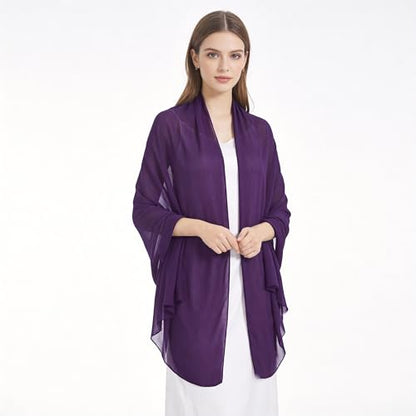Chiffon Shawls and Wraps - Lightweight Scarve for Women Evening Dresses Wedding Bridal Formal Party - color: Purple