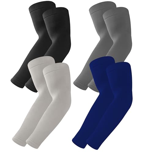 BHYTAKI UV 자외선 차단 팔 슬리브 6쌍, UPF 50 스포츠 쿨링 암 압박 슬리브 남성 여성 청소년용 - color: 블랙 1개+다크 그레이 1개+라이트 그레이 1개+네이비 블루 1개