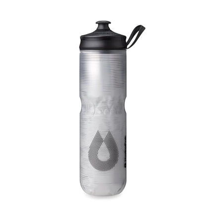 HydraPak Polar Sport Insulated Water Bottle (24oz, Pulse White) | High Flow, BPA Free, Tri-Layer Insulation, Leakproof, Dash Handle, Easy Squeeze, Self-Sealing Cap, for Sports - color: Pulse White, style: 24oz/700ml