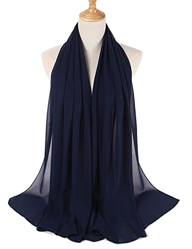 Txameru Hijab for Women Chiffon Hijab Scarfs for Women Long Shawl - color: Navy