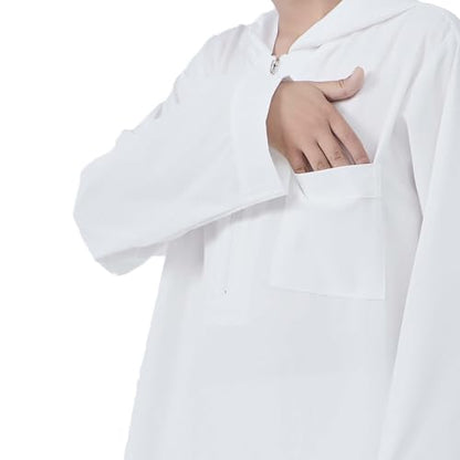Xiaojmake Dubai Abaya Thobe Elegant Ramadan for Boys Zip Arabic Prayer Clothes with Pockets Islamic Muslim Outfits 3-15Y - color: White, size: 3-4T