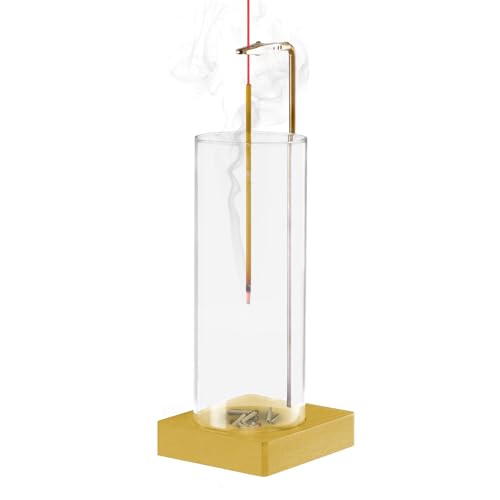 1 Pack Incense Holder for Sticks, Insence-Stick Holder Ash Catcher with Removable Glass [Anti-Ash Flying], Mess-Free Incense Burner Holder, Perfect for Meditation Yoga Relaxation,Home Decor(Gold Base) - size: Upside Down Gold