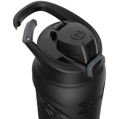Under Armour 24Oz Stainless Steel Water Bottle, Insulated, Carabiner Easy Carry Hook, Leak Proof, Kids & Adults, All Sports, Gym - color: Pitch Grey