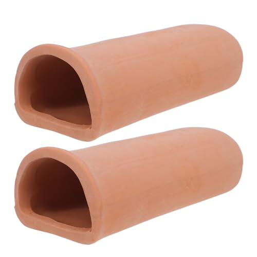 2pcs Aquarium Plecos Cave, Clay Fish Spawning Cave Fish Tank Ornaments for Shrimp Shelter Breeding Tube Hiding Rest and Play