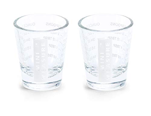 Kolder Mini Measure Heavy Glass, 20-Incremental Measurements Multi-Purpose Liquid and Dry Measuring Shot Glass, White, Set of 2 - color: White, size: Set of 2