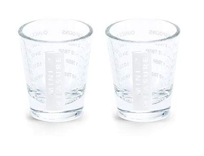 Kolder Mini Measure Heavy Glass, 20-Incremental Measurements Multi-Purpose Liquid and Dry Measuring Shot Glass, White, Set of 2 - color: White, size: Set of 2