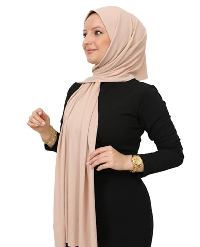 Prien Hijab for Women Viscose Scarf Lightweight Muslim Hijabs Long Shawl Islamic Scarves Turkey Silk Headscarf for Womens - color: Beige