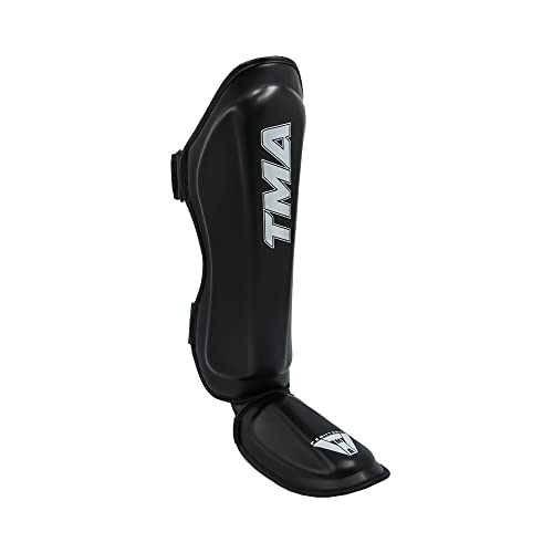TMA Shin Guards Kickboxing Muay Thai, Premium Leather, Leg Instep Protection Pads, MMA Martial Arts Kicking Sparring Training Gear, BJJ Karate Boxing Taekwondo - size: Large