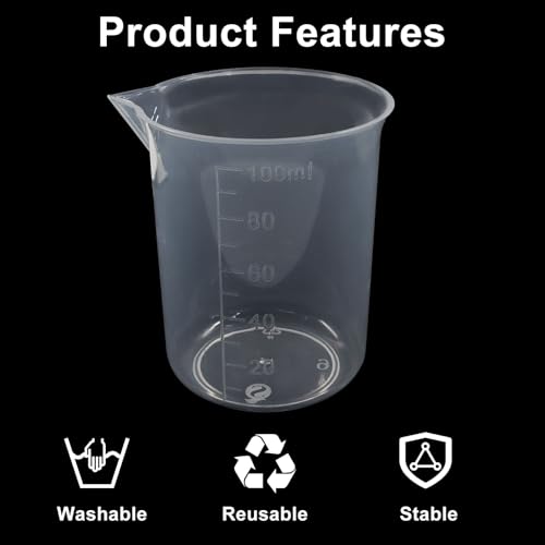 Measuring Cup, 4 Pcs, 100ml/3.4oz, Clear | Transparent Lab Liquid Mixing Cups, Plastic Graduated Beakers, Kitchen Cooking Medicine Measure Tool - size: 100ml/3.4oz, style: 4 Pcs