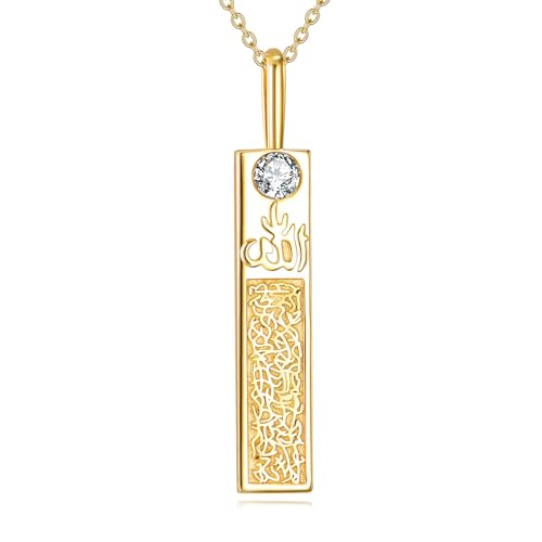 POPLYKE Muslim Islamic Religious Pendant Necklace for Men Women Sterling Silver Religious Allah Jewelry Gift - style: Bar