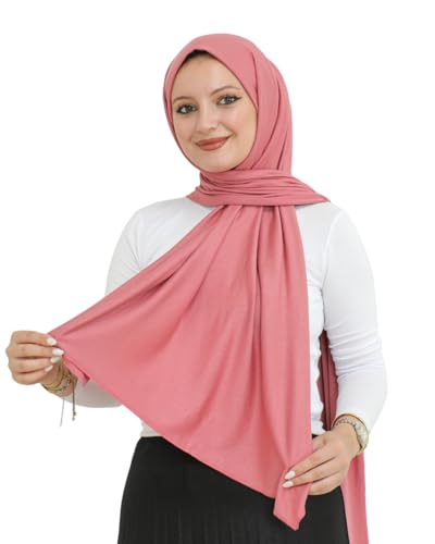 Prien Hijab for Women Viscose Scarf Lightweight Muslim Hijabs Long Shawl Islamic Scarves Turkey Silk Headscarf for Womens - color: Dusty Rose
