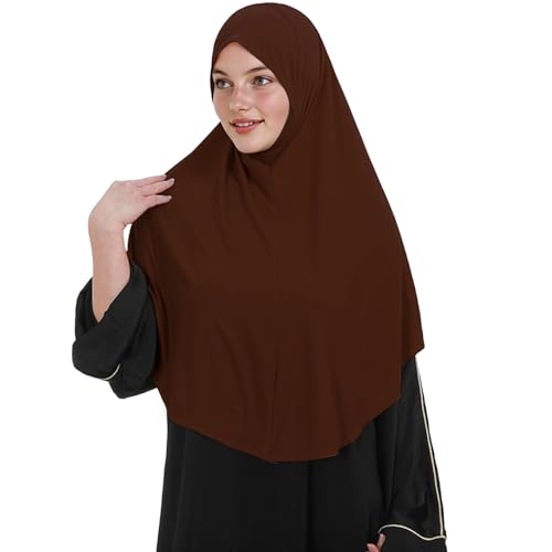 Instant Hijab for Women Muslim Stretchy Prayer Hijab Islamic Headscarf - color: Coffee