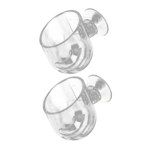COHEALI 2pcs Acrylic Fish Feeder Cups with Suction for Aquarium Feeding, Portable Red Worm Bait Holder, Suitable for Fish Tanks, Shrimp, and Aquatic Pets