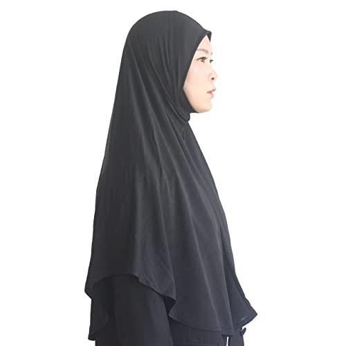 Women's Instant Hijab Muslim Headscarf Prayer Scarf Soft Breathable Stretchy Wrap - color: Black