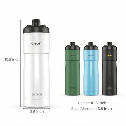 The Clean Hydration Co Insulated Bike Water Bottle 23 oz | Easy Clean Nozzle, Easy Squeeze Sports Bottle | BPA Free Cycling Bottle for Road & Mountain Biking, Gym & Travel | Gloss White - color: Gloss White