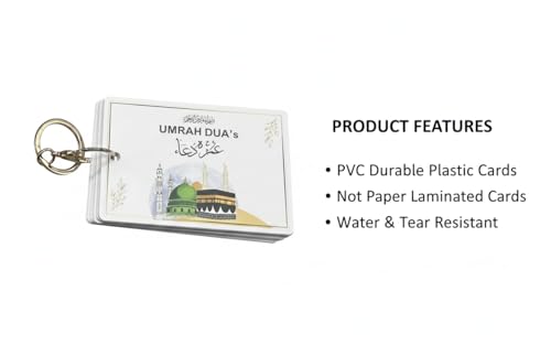 Umrah Dua Cards PVC - Tawaf Tasbih - Step by Step Guide, Umrah Checklist