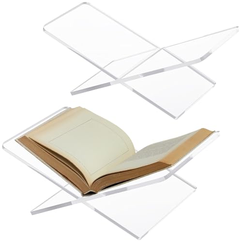 2 Pcs Large Clear Acrylic Book Stand Open Cookbook Acrylic Book Display Stand Picture for Display Reading Cookbook Art Book Bible Magazine Recipe Home Kitchen Coffee Table Decor