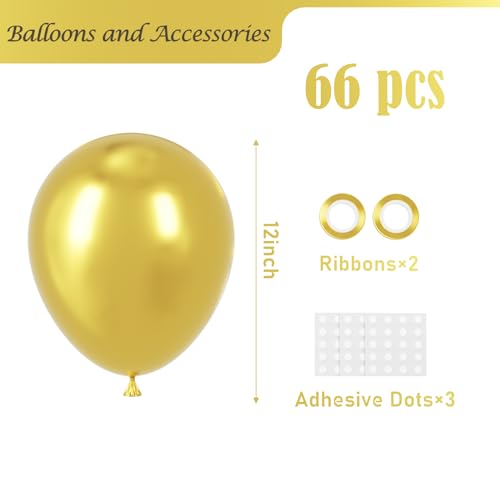 Voircoloria 66pcs Metallic Gold Latex Party Balloons, 12inch - color: 05 Metallic Gold, size: 12 inch - 66pcs