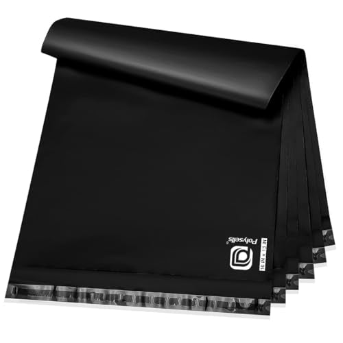 POLYSELLS 100 pcs 10x13 Inches Black Poly Mailers Shipping Envelopes, Strong Adhesive Sealing, Waterproof, and Tear-resistant Postal Mailing Bags for Clothing, Books, and Accessories - color: Black, size: 10"x13"