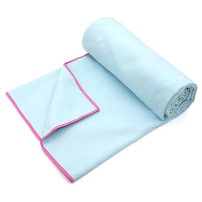 Eunzel Hot Yoga Mat Towel, Ultra-Absorbent Microfiber 72" x 26.5" | Ultra Absorbent Microfiber, Soft Touch Fabric, Quick Dry, Hot Yoga & Pilates, Machine Washable - color: Blue/ Pink