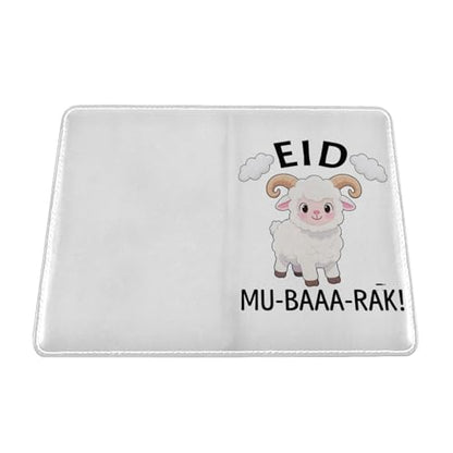 Eid ul Adha Mubarak Muslims Funny sheep 5.5in Cowhide Passport Holder, Genuine Leather Travel Document Organizer, Durable Passport Case for Travel & Business