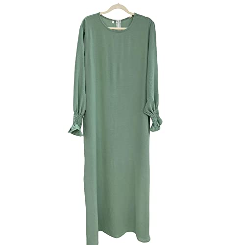 Women Prayer Dress Muslim Ramadan Garment Abaya Dubai Islam Jilbeb Long Dress Without Hijab - color: Light Green, size: Small