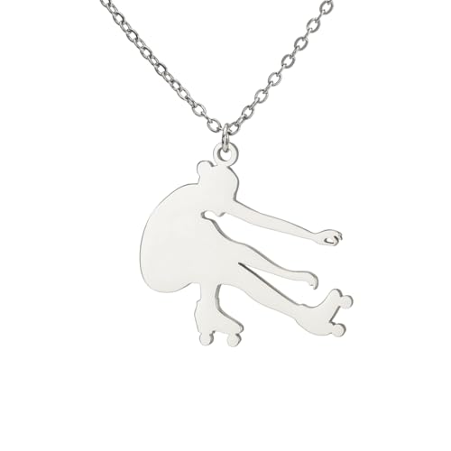 Dreamtimes Ice Skater Necklace Skating Charm Sports Pendant Necklace Ice Skating Sport Pendant Necklace Inspirational Jewelry for Women Skate Lover - color: Silver-2