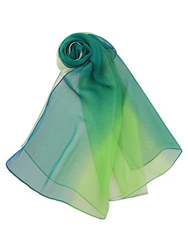 uxcell Women'sChiffon Sheer Long Scarf Silky Gradient Party - color: Dark Light Green