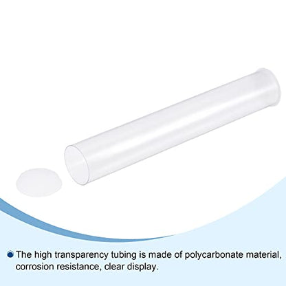 MECCANIXITY Clear Storage Tube Small Plastic Round Tubing with Caps Rigid Bottle Container 30x32x200mm/8 Inch Diameter for Item Stored - size: 30x32x200mm