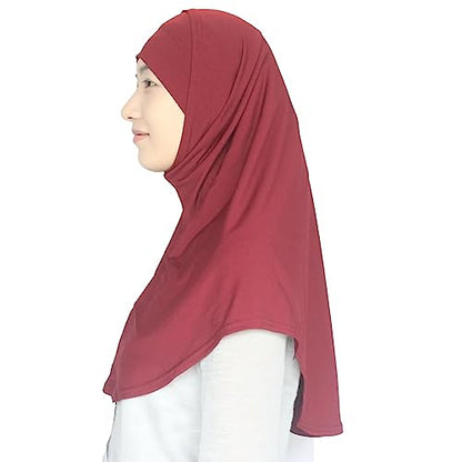 Women's Muslim Hijab Al-Amira Hijabs 2 Pieces with Tube Underscarf Cap Instant Soft Scarf - color: Wine Red