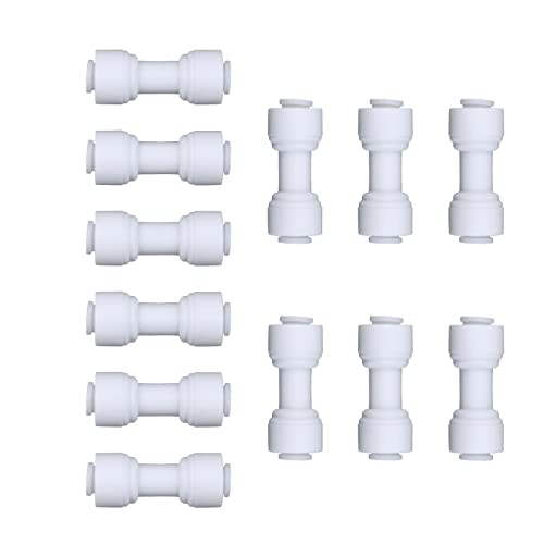 12pcs White Plastic Union Connector (1/4-in OD x 1/4-in OD, Push-to-Connect Coupling Fitting) - size: 1/4-in OD x 1/4-in OD, style: Push-to-Connect Coupling Fitting