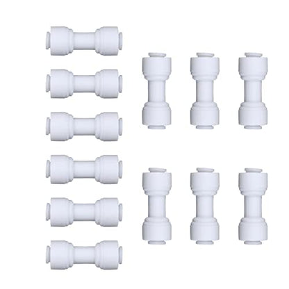12pcs White Plastic Union Connector (1/4-in OD x 1/4-in OD, Push-to-Connect Coupling Fitting) - size: 1/4-in OD x 1/4-in OD, style: Push-to-Connect Coupling Fitting