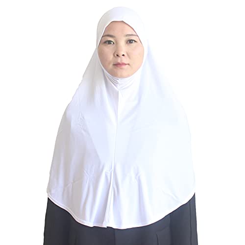 Women's Instant Hijab Muslim Headscarf Prayer Scarf Soft Breathable Stretchy Wrap - color: White