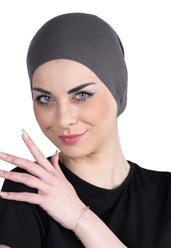 Chemo Headwear for Women - Bamboo Cotton Hats for Women - Head Scarf for Women's Hair - Sleep caps - Beanie Hijab Bonnet - color: Charcoalgrey