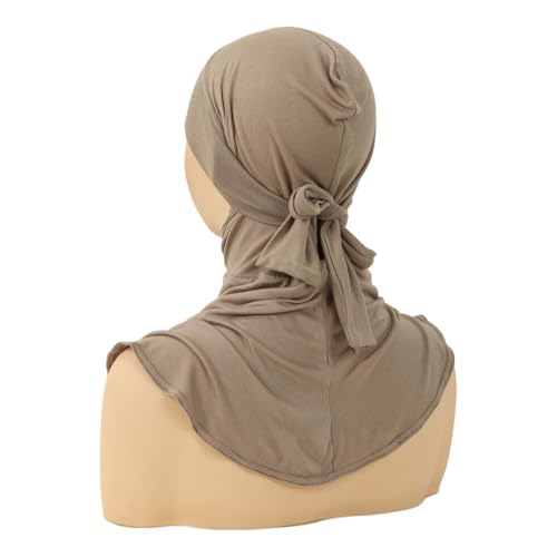 Hijab Undercaps Slouchy Beanies Cap with Tie Non-Slip Caps Under Scarf for Women - color: Khaki