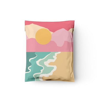 10x13 (100) Beach Sunset Designer Poly Mailers Waterproof Self Sealing Tear Resistant Polymailers Shipping Envelopes Premium Printed Bags For Small Businesses - color: Beach Sunset, size: 10x13