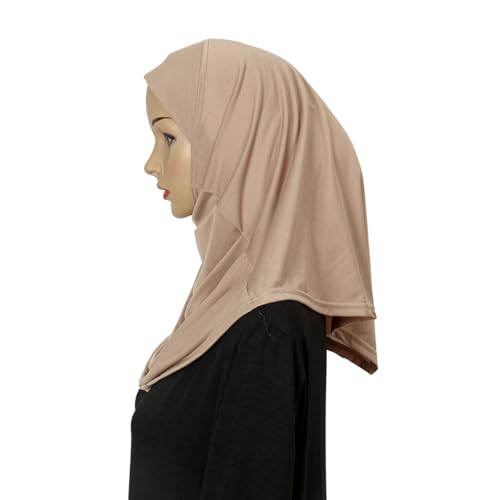 LMVERNA Ready To Wear Hijab for Women Muslim Instant Turban Soft Scarf for Prayer Long Hijabs - color: Khaki