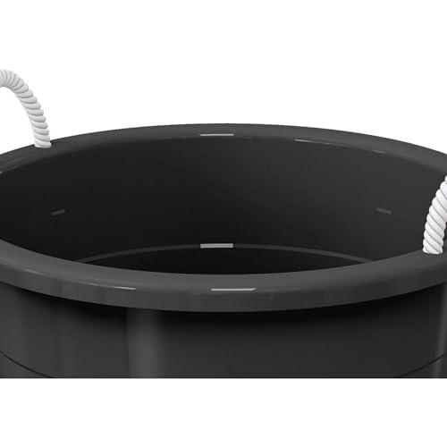 17 Gallon Heavy Duty Plastic Storage Tub with Rope Handles, Large Utility Bucket for Home Garage Garden, Leak-Resistant Stackable Container, Black (2-Pack)