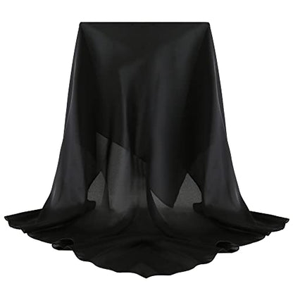 100% Mulberry Silk Scarf-Printed or Solid Color 35” Square Large Silk Hair Head Wrap Scarf With Gift Box Package - color: Black