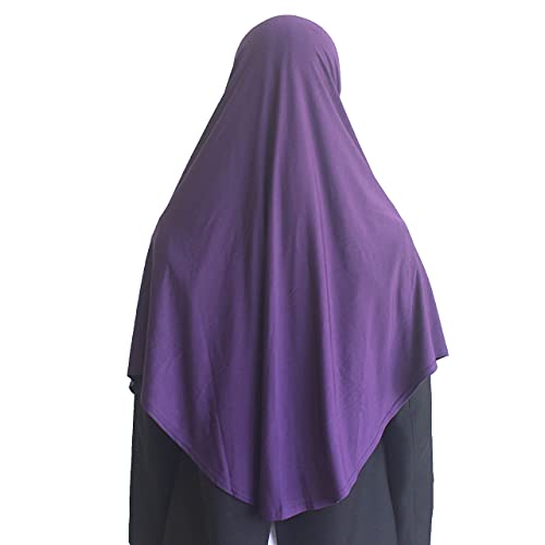 Women's Instant Hijab Muslim Headscarf Prayer Scarf Soft Breathable Stretchy Wrap - color: Purple