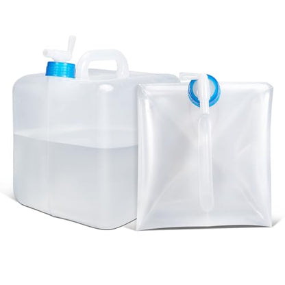 ASEVAT [2 Pack] 5.3 Gallon /20L Collapsible Water Container with Spigot & Handle, BPA Free Foldable Water Storage Cube, Portable Water Jug for Camping, Hiking, Emergency & Survival Kits - size: 5.3Gal