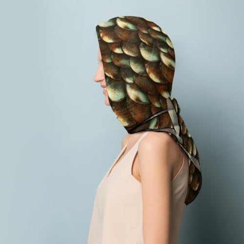 Women’s Square Scarf 27"x27", Lightweight Chiffon Satin Feel Fashion Scarf for Neck Hair Band Head Wrap Bag Accessory - color: Copper Scale Texture
