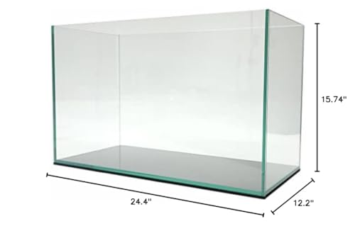 Lifegard Aquatics 20 Gallon Rimless Aquarium, Clear Glass, Ultra Clear Sealant Fish Tank, 6mm Thick with Dense Leveling Mat for Freshwater/Marine, Home or Office Decor (24.40"x12.20"x15.74") - size: 20 Gallons