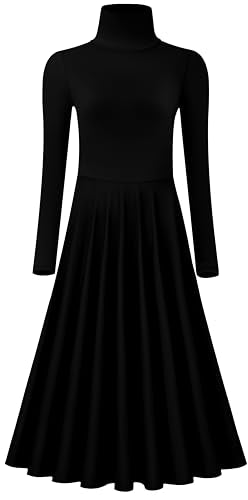 MOLLDAN Long Sleeve Praise Dance Dress for Women Liturgical Church Worship Fit Full Length,Breathable Lined - color: Black, size: Small
