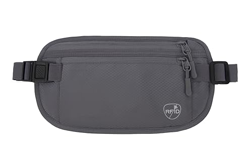 SUPACOOL Money Belt, Hidden Travel Wallet for Passport, RFID Blocking Passport Pouch, Undercover Fanny Pack(Grey) - color: Grey