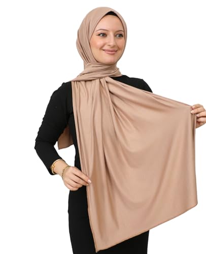 Prien Hijab for Women Viscose Scarf Lightweight Muslim Hijabs Long Shawl Islamic Scarves Turkey Silk Headscarf for Womens - color: Mink